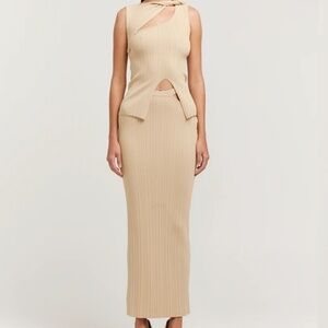 Henne Romee Knit Top & Skirt in Tan